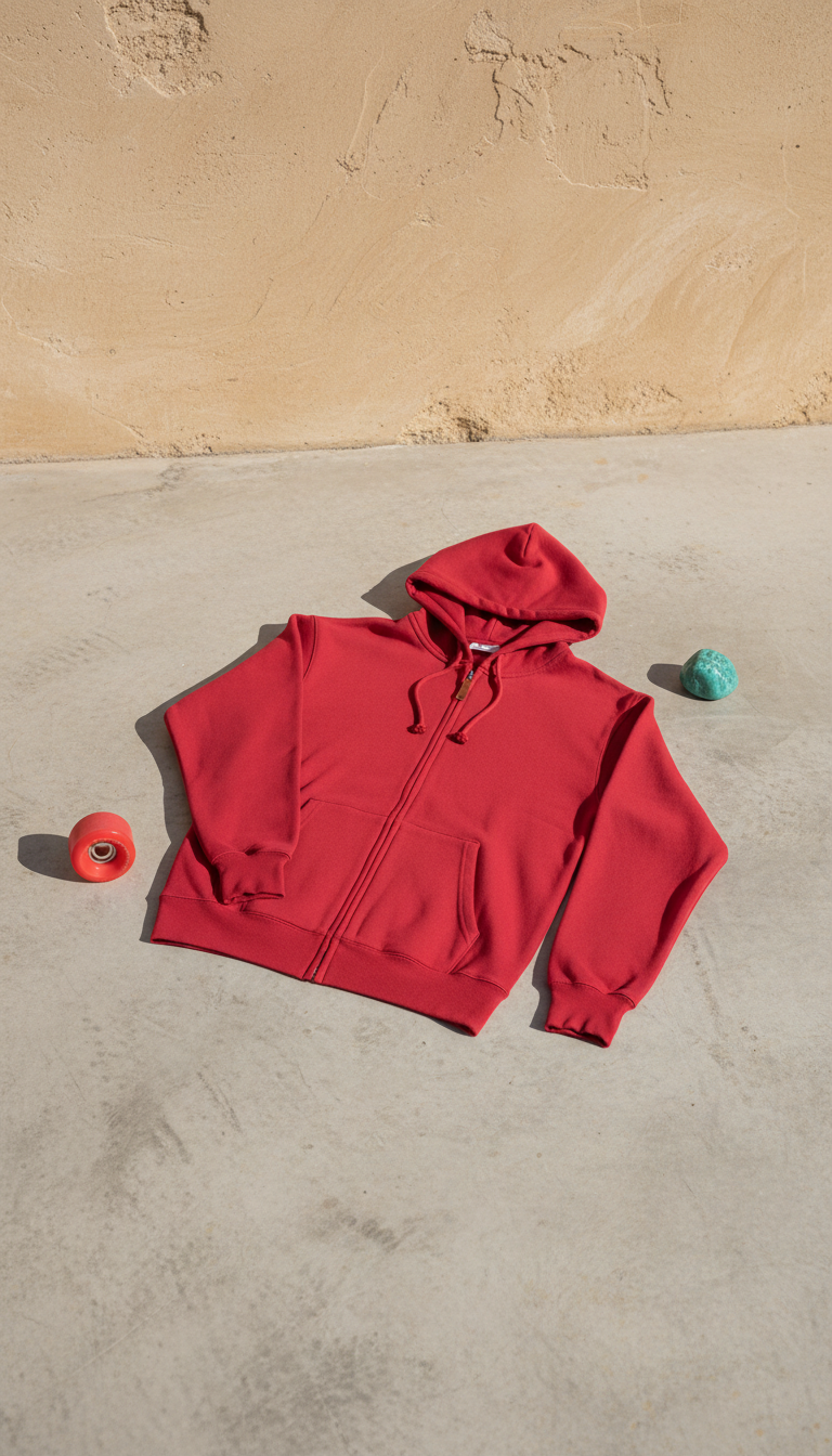 Cherry Red Zip Hoodie